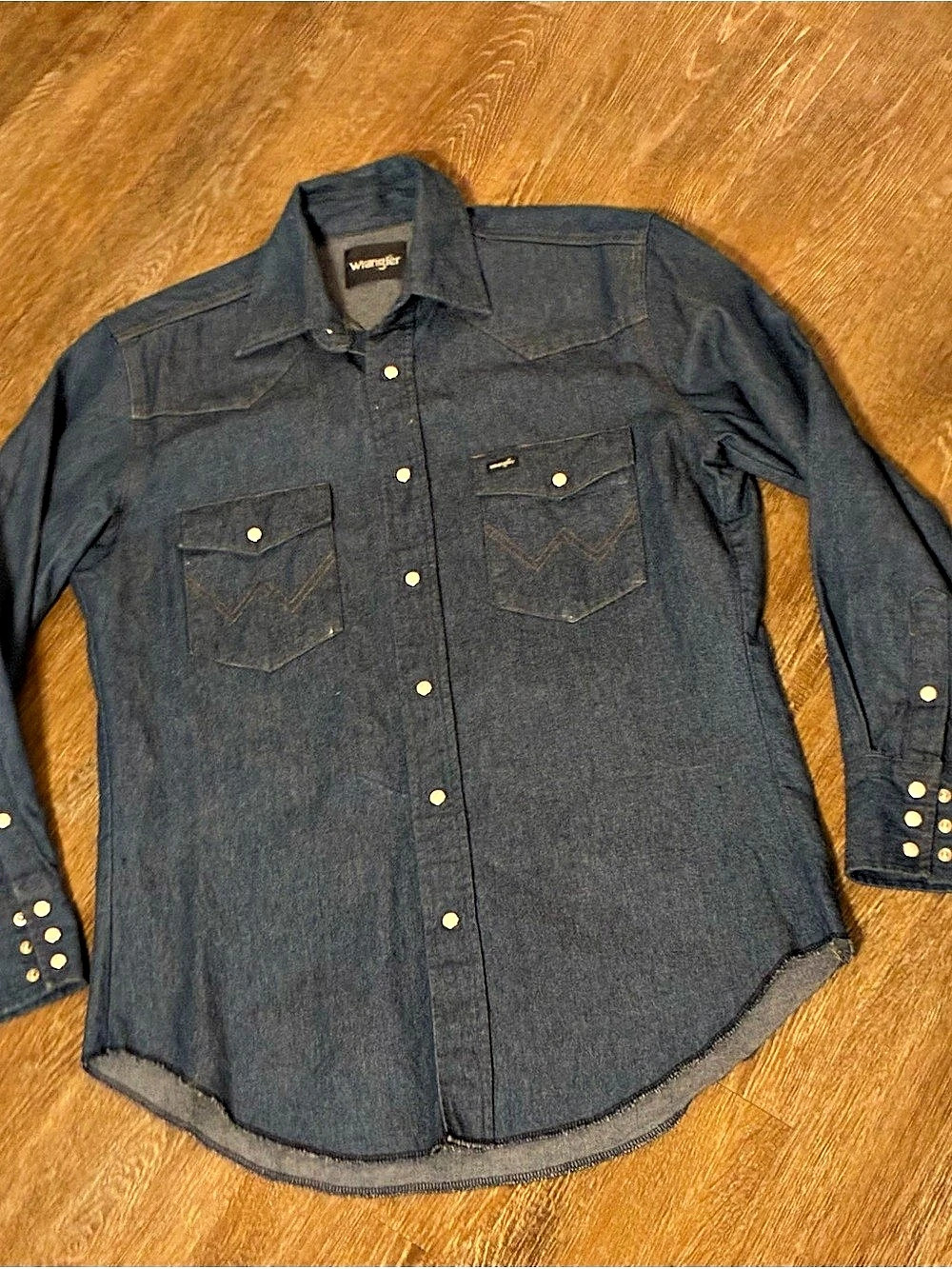 Wrangler Classic Denim Western Snap Shirt Size Medium